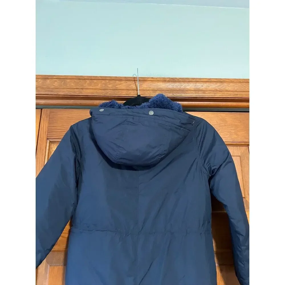 J.Crew Boys Fishtail Parka PrimaLoft Navy Blue Hooded Winter Coat Size S